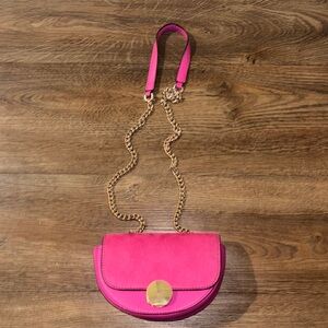 H&M Vibrant Pink Crossbody Bag with Gold Chain